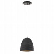 Remington 1-Light Black Finish Concrete Grey Shade Pendant 7.25