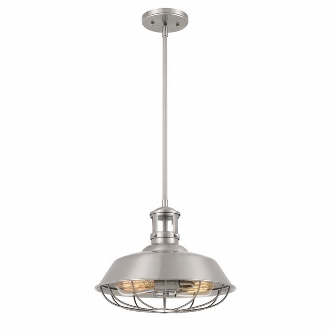 Wilbur 2-Light Brushed Nickel Finish Pendant 14“ x14”x 12“