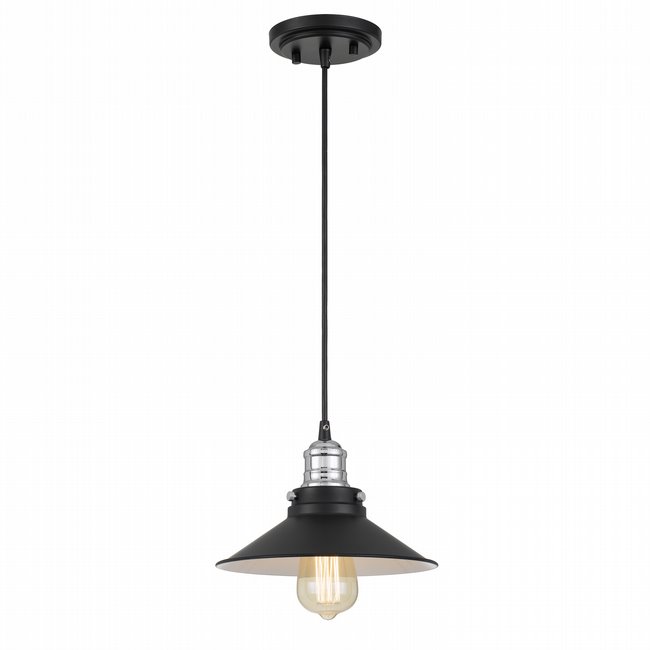 Peet 1-Light Chrome & Matte Black Finish Mini Pendant 9.25“ x9.25”x 6“