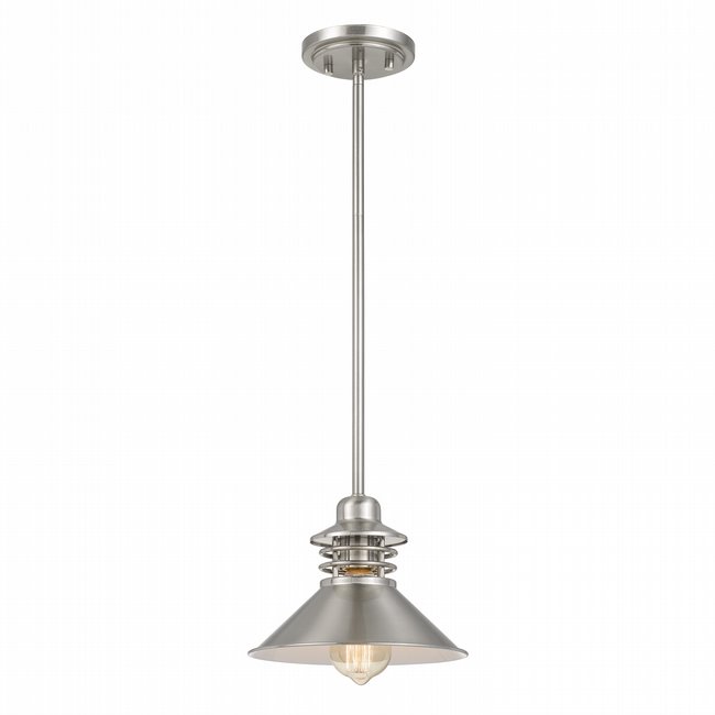 Robby 1-Light Brushed Nickel Finish Mini Pendant 9“ x9”x 6.63“