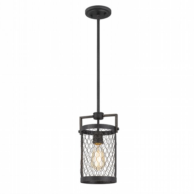 Cooper 1-Light Guilded Iron & Seaside Oak Mini Pendant 6.25“ x7.5”x 12.38“
