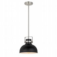Morse 1-Light Brushed Nickel & Black Finish Mini Pendant 10“ x10”x 9.5“