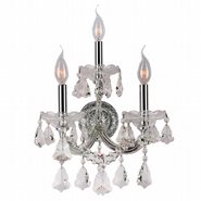 W23071C12 Maria Theresa 3 Light Chrome Finish and Clear Crystal Candle Wall Sconce Light