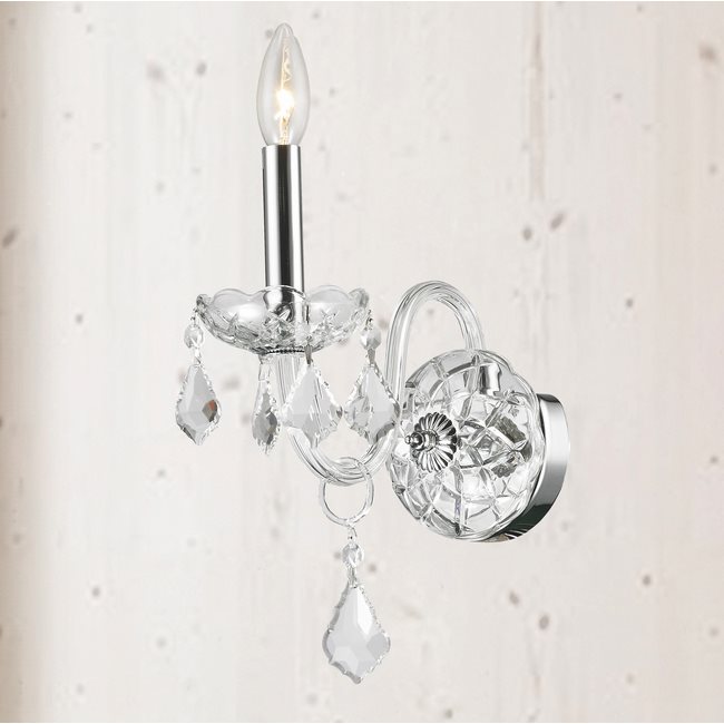 W23101C4-CL Provence 1 Light Chrome Finish and Clear Crystal Wall Sconce Light