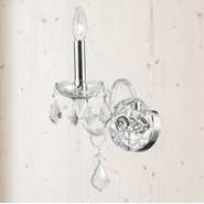 W23101C4-CL Provence 1 Light Chrome Finish and Clear Crystal Wall Sconce Light