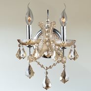 W23116C10-GT Lyre 2 Light Chrome Finish and Black Crystal Candle Wall Sconce Light