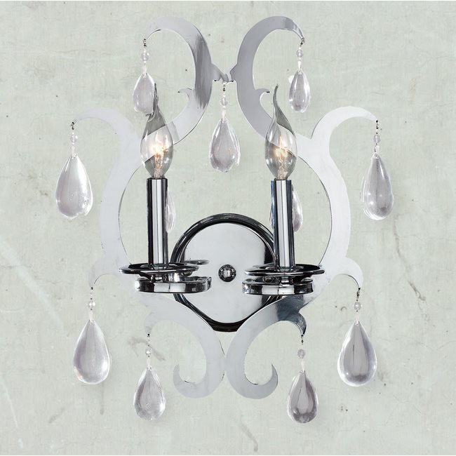 W23130C13 Henna 2 Light Chrome Finish and Clear Crystal Wall Sconce Light