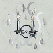 W23130C13 Henna 2 Light Chrome Finish and Clear Crystal Wall Sconce Light