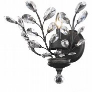 W23152F12 Aspen 1-Light Dark Bronze Finish and Clear Crystal Floral Wall Sconce Light 12 in. W x 13 in. H Medium