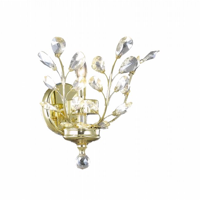 W23152G12 Aspen 1 Light Gold Finish Crystal Wall Sconce Light