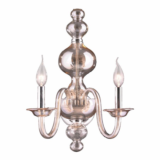 W23170C15-GT Murano 2 Light Blown Glass in Golden Teak Finish Wall Sconce Light - Discontinued