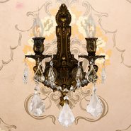 W23314B12-GT Versailles 2 light Antique Bronze Finish and Golden Teak Crystal Wall Sconce - Discontinued