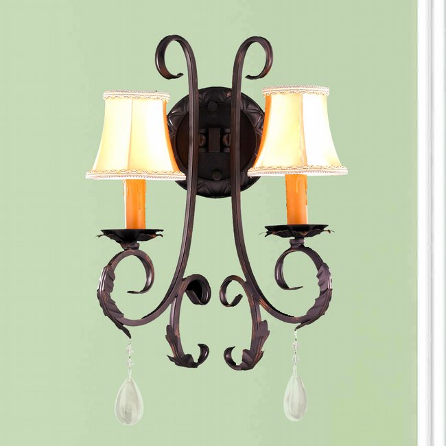 W23363F13 Abigail 2 Light Flemish Brass Finish and Clear Crystal Wall Sconce Light - Discontinued