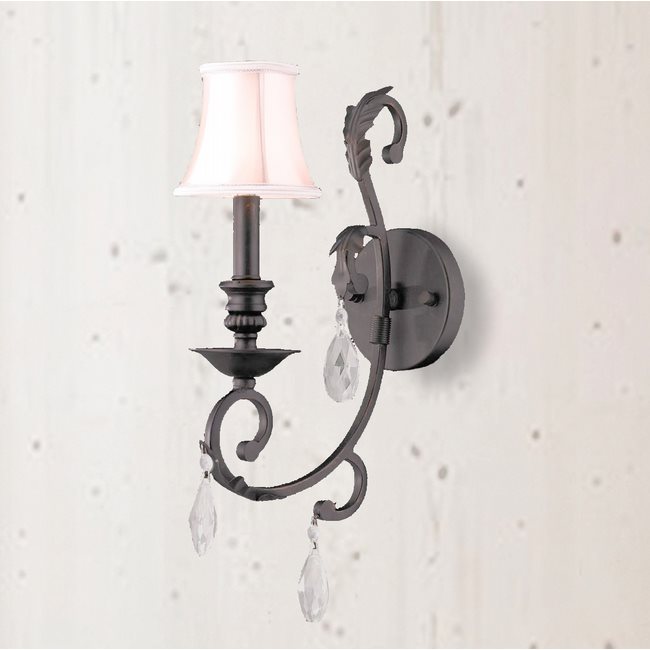 W23363F6-CL Abigail 1 Light Flemish Brass Finish and Clear Crystal Wall Sconce - Discontinued