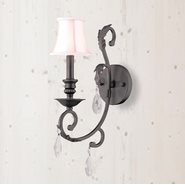 W23363F6-CL Abigail 1 Light Flemish Brass Finish and Clear Crystal Wall Sconce - Discontinued