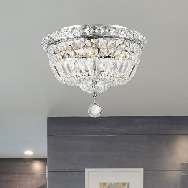 W33008C12 Empire 4 light Chrome Finish with Clear Crystal Ceiling Light