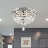 W33008C16 Empire 6 Light Chrome Finish and Clear Crystal Flush Mount Ceiling Light