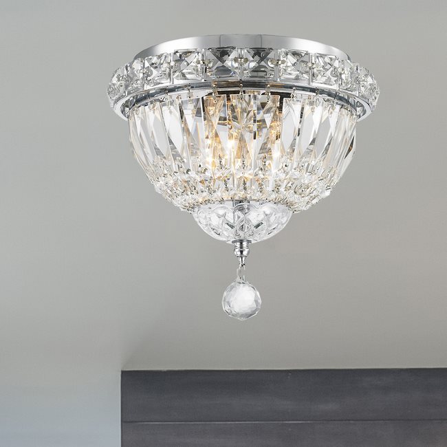 W33008C8 Empire 3 light Chrome Finish with Clear Crystal Ceiling Light