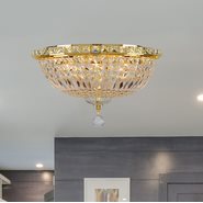 W33008G16 Empire 6 Light Gold Finish and Clear Crystal Flush Mount Ceiling Light
