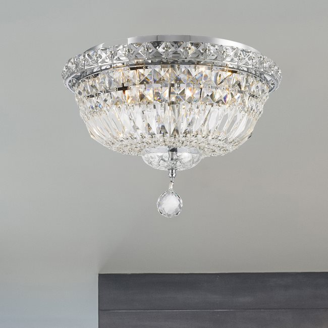 W33009C14 Empire 4 light Chrome Finish with Clear Crystal Ceiling Light