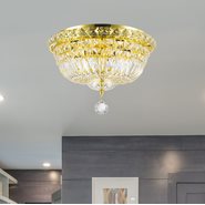 W33009G14 Empire 4 Light Gold Finish and Clear Crystal Flush Mount Ceiling Light