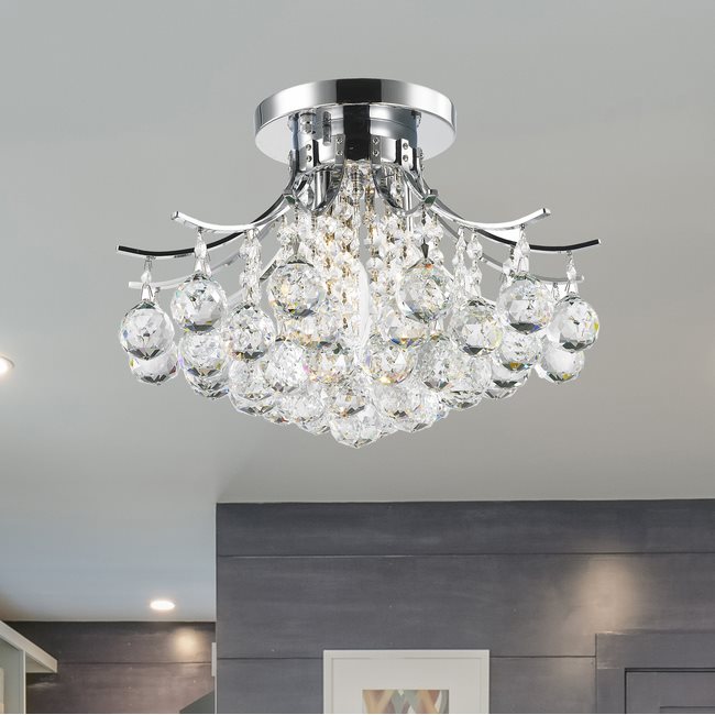 W33015C16 Empire 3 light Chrome Finish with Clear Crystal Ceiling Light