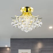 W33015G16 Empire 3 Light Gold Finish and Clear Crystal Flush Mount Ceiling Light