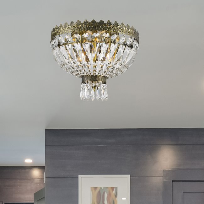 W33085B12 Metropolitan 3 light Antique Bronze Finish with Clear Crystal Ceiling Light