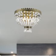 W33085B16 Metropolitan 4 Light Antique Bronze Finish and Clear Crystal Flush Mount Ceiling Light