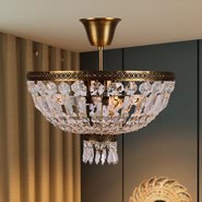 W33087B16 Metropolitan 4 Light Antique Bronze Finish and Clear Crystal Semi Flush Mount Ceiling Light