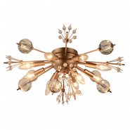 W33111MG20 Starburst 10-Light Matte Gold Finish Crystal Sputnik Flush Mount Ceiling Light D20 in. x H8 in. Large