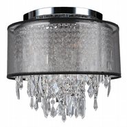 W33125C12-BSO Tempest 4 Light Chrome Finish Crystal Ceiling Light with Black Organza Shade - Discontinued