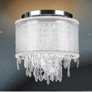 W33125C12-WSO Tempest 4 Light Chrome Finish Crystal Ceiling Light with White Organza Shade - Discontinued