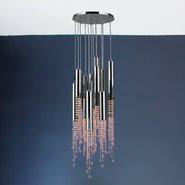 W33138C16-GT Metropolis 15 Light LED Chrome Finish and Golden Teak Crystal Flush Mount Ceiling Light - Discontinued