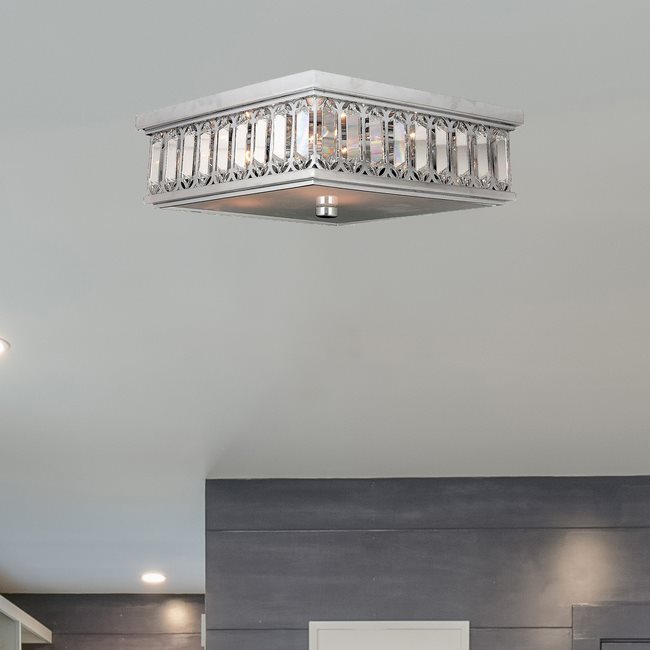 W33140C14 Athens 6 Light Chrome Finish and Clear Crystal Flush Mount Ceiling Light