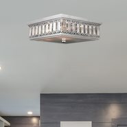 W33140C14 Athens 6 Light Chrome Finish and Clear Crystal Flush Mount Ceiling Light