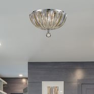 W33141C10-GT Mansfield 3 Light Chrome Finish and Golden Teak Crystal Flush Mount Ceiling Light
