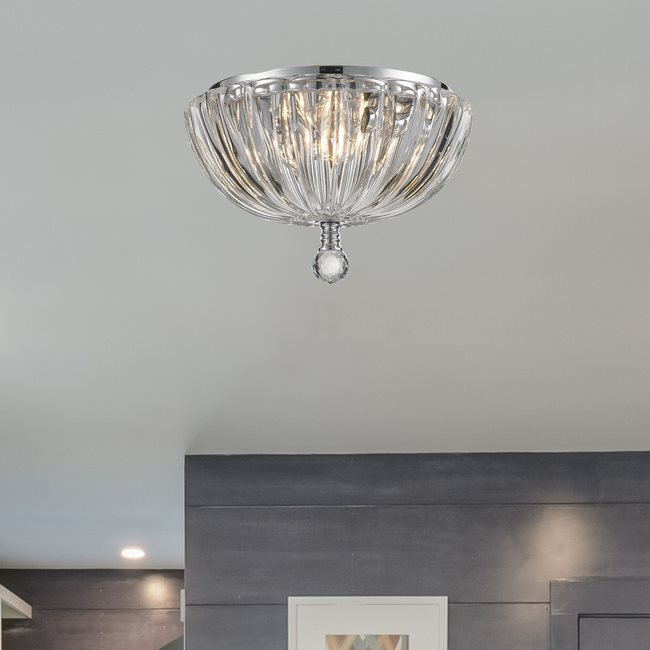 W33141C10-CL Mansfield 3 Light Chrome Finish Crystal Round Flush Mount
