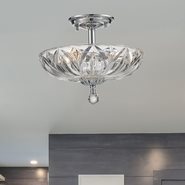 W33142C12-CL Mansfield 3 Light Chrome Finish Crystal Semi Flush Mount