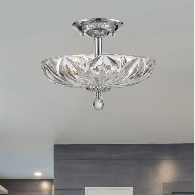 W33142C16-CL Mansfield 4 Light Chrome Finish Crystal Semi Flush Mount