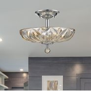 W33142C16-GT Mansfield 4 Light Chrome Finish and Golden Teak Crystal Flush Mount Ceiling Light