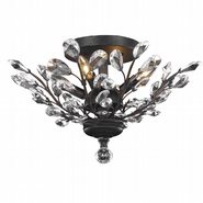 w33152f20 Aspen 4-Light Dark Bronze Finish and Clear Crystal Floral Semi-Flush Mount Ceiling Light 20 in. D x 11 in. H  Large
