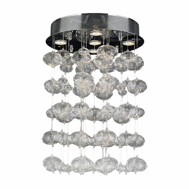 W33153C16 Effervescence 5 light Chrome Finish and Clear Blown Glass Bubble Flush Mount Ceiling Light