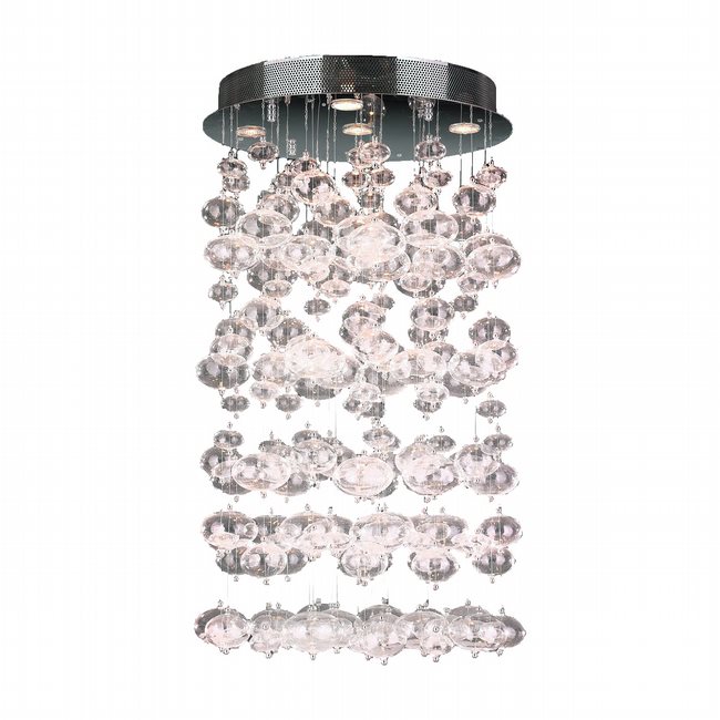 W33153C20-CL Effervescence 7 Light Flemish Brass Finish Crystal Flush Mount Ceiling Light