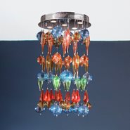 W33153C20-ML Niagara 5 Light Chrome Finish Multi Color Crystal Flush Mount Ceiling Light - Discontinued