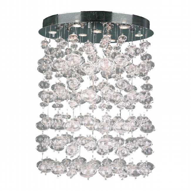 W33153C28 Effervescence 9 light Chrome Finish and Clear Blown Glass Bubble Flush Mount Ceiling Light