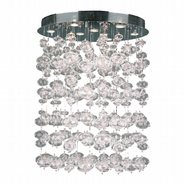 W33153C28 Effervescence 9 light Chrome Finish and Clear Blown Glass Bubble Flush Mount Ceiling Light