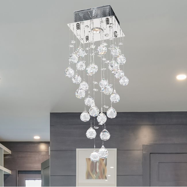 W33259C8 Icicle 1 light Chrome Finish with Clear Crystal Ceiling Light