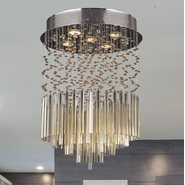 W33260C16-GT Torrent 5 Light Chrome Finish and Golden Teak Crystal Flush Mount Ceiling Light - Discontinued