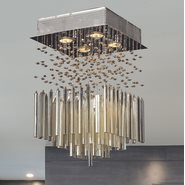 W33261C12-GT Torrent 4 Light Chrome Finish and Golden Teak Crystal Flush Mount Ceiling Light - Discontinued